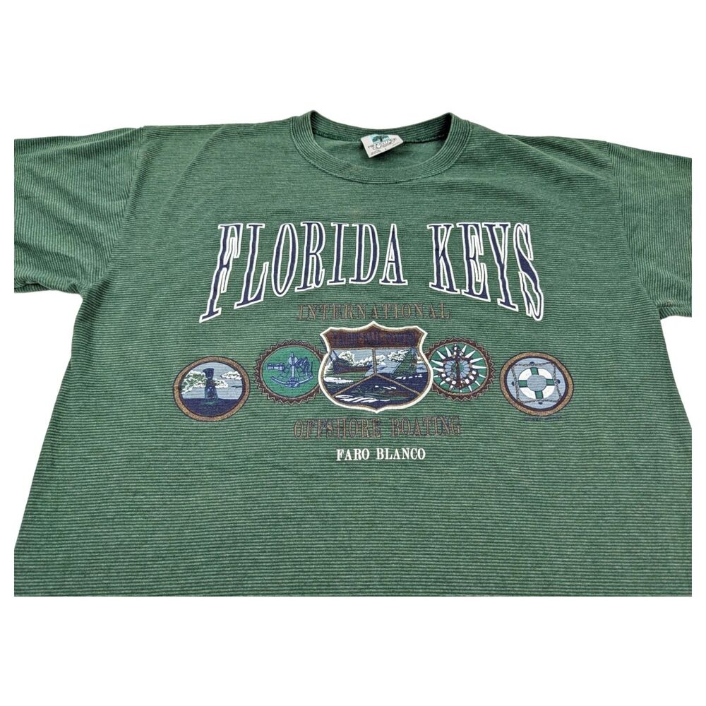 VTG 90s Florida Keys T-Shirt | Offshore Boating Faro Blanco International Size L - Picture 2 of 10